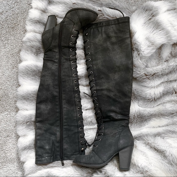 Over the Knee Lace Up Boots